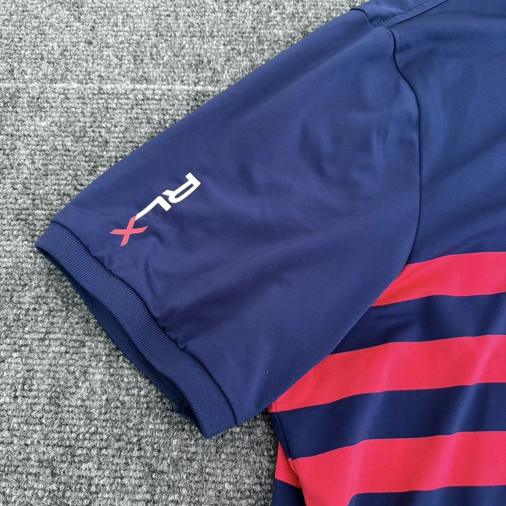 Gozzer Ranch Ralph‎ Lauren RLX Golf Polo Men's Sz XL Color Block Pocket Blue Red